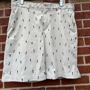Walter Hagen Men's 11 Majors Shirt Gripper 10" Inseam Tan Golfer Print Shorts 36